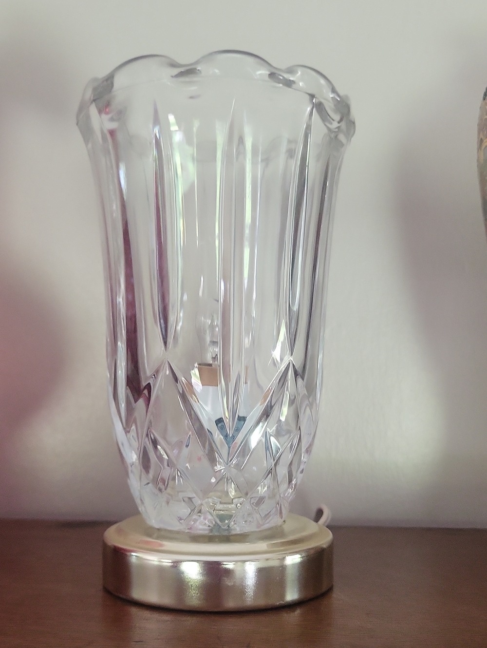 Crystal-Style Table Lamp - Clear Glass with Gold Base